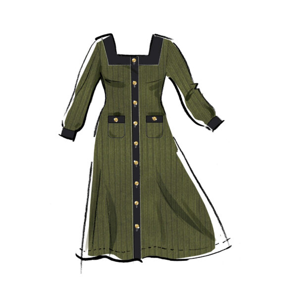 McCalls Schnittmuster M8435 -  Kleid mit Karree Ausschnitt und Knopfblende – Bild 4