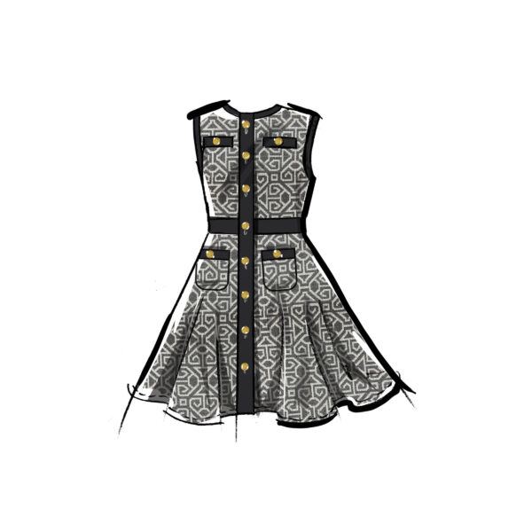 McCalls Schnittmuster M8445 - Kleid mit Blenden und Knopfleiste für Teenies – Bild 4