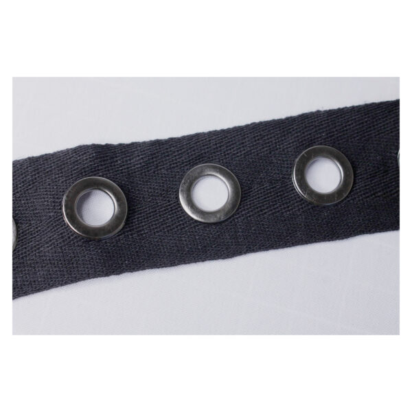 Ösenband - gewebtes Baumwollband - schwarz - 35mm - Ösen altsilber – Bild 2