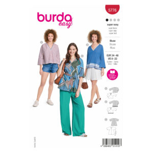Burda Easy Schnittmuster Nr. 5776 - Bluse - V-Ausschnitt - 3 Varianten