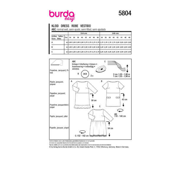 Burda Easy Schnittmuster Nr. 5804 - Etuikleid - U-Boot-Ausschnitt - 3 Varianten – Bild 10