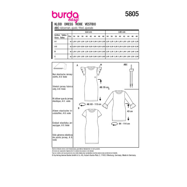 Burda Easy Schnittmuster Nr. 5805 - Kleid - Sommerkleider - 3 Varianten – Bild 10