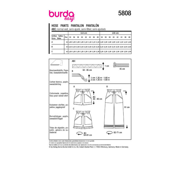 Burda Easy Schnittmuster Nr. 5808 - Hosen - Shorts - Pants – Bild 10