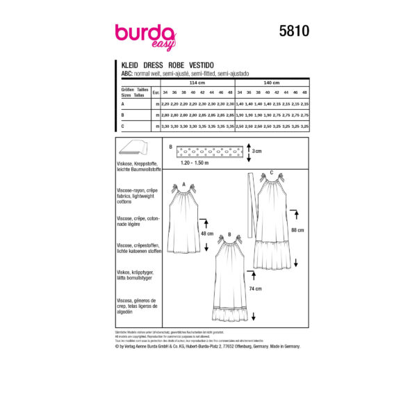 Burda Easy Schnittmuster Nr. 5810 - Kleid - Sommerkleider - Mini - Midi - Maxi – Bild 10