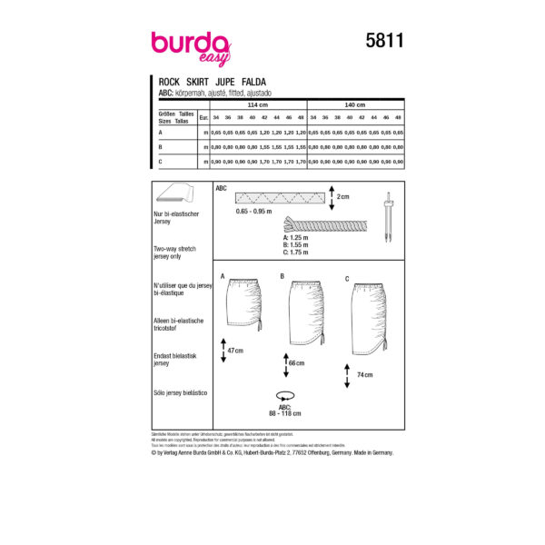 Burda Easy Schnittmuster Nr. 5811 - Rock - seitliche Raffung - 3 Varianten – Bild 10