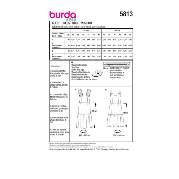 Burda Style Schnittmuster Nr. 5813 - Kleid - zeitlose Kleider - 2 Varianten – Bild 9