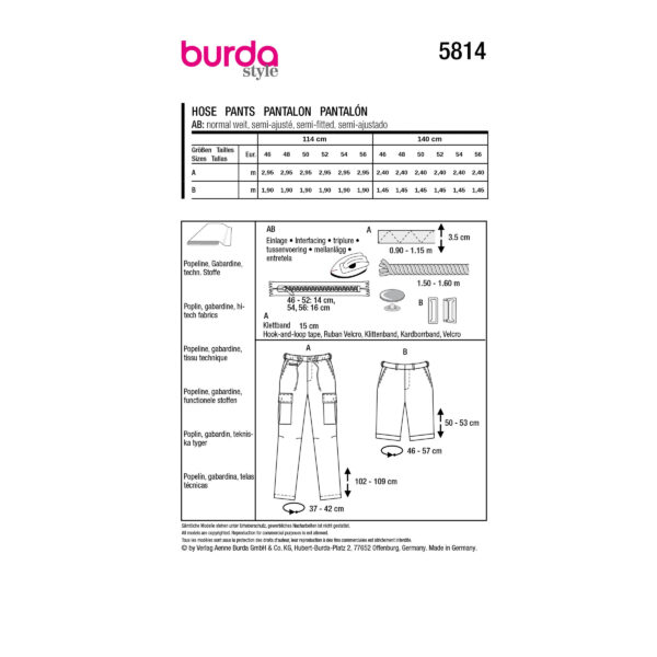 Burda Style Schnittmuster Nr. 5814 - Hose - Shorts - lang - kurz - 2 Varianten – Bild 9