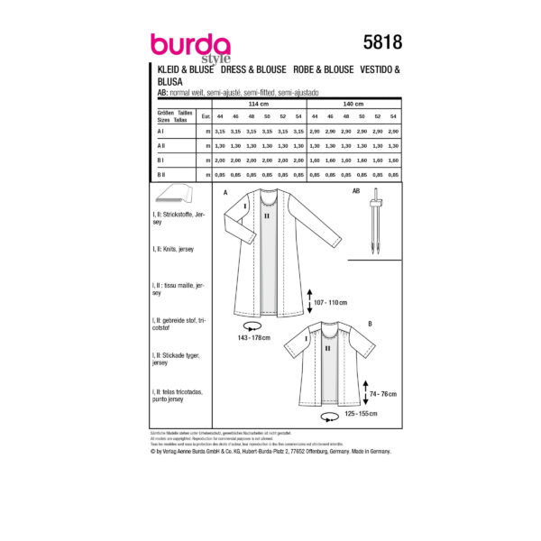 Burda Style Schnittmuster Nr. 5818 - Kleid und Blusen Set mit Zweiteiler-Effekt – Bild 9