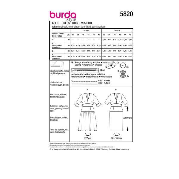 Burda Style Schnittmuster Nr. 5820 - Kleid - mit Boho-Charme - 2 Varianten – Bild 9