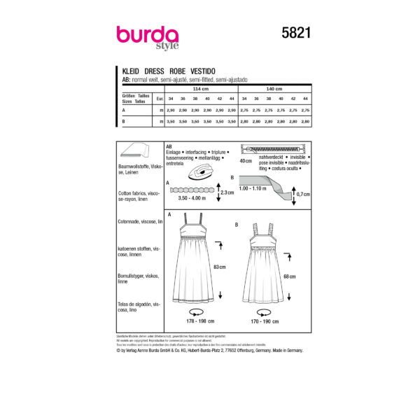 Burda Style Schnittmuster Nr. 5821 - Kleid - Sommerkleid - Träger - 2 Varianten – Bild 9