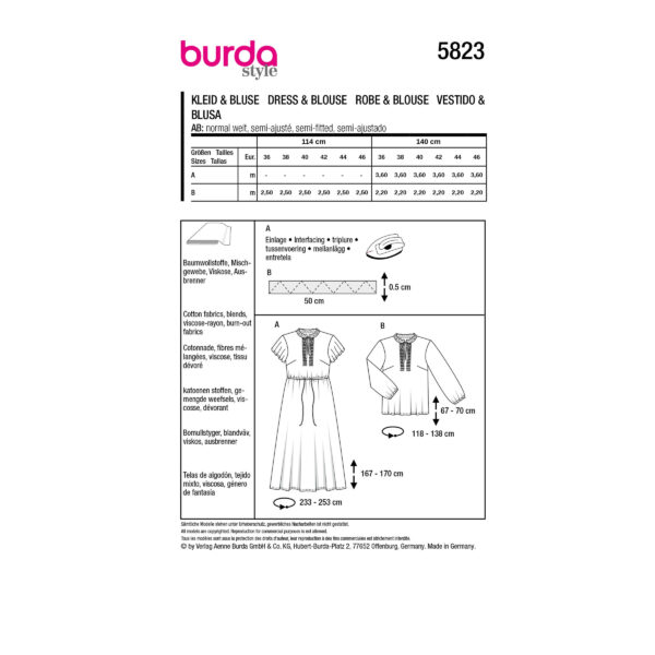 Burda Style Schnittmuster Nr. 5823 - Kleid + Bluse - Plastron-Stil – Bild 9