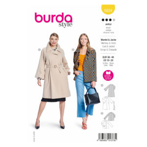 Burda Style Schnittmuster Nr. 5824 - Mantel + Jacke - Gürtel - zwei Knopfreihen