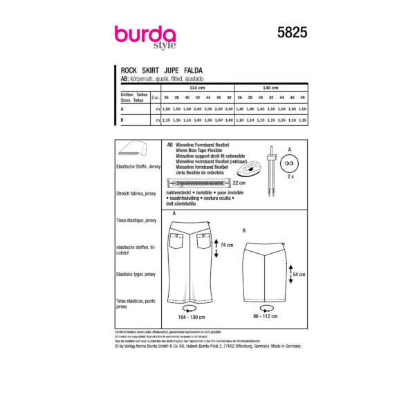 Burda Style Schnittmuster Nr. 5825 - Rock - knielang oder mini – Bild 9
