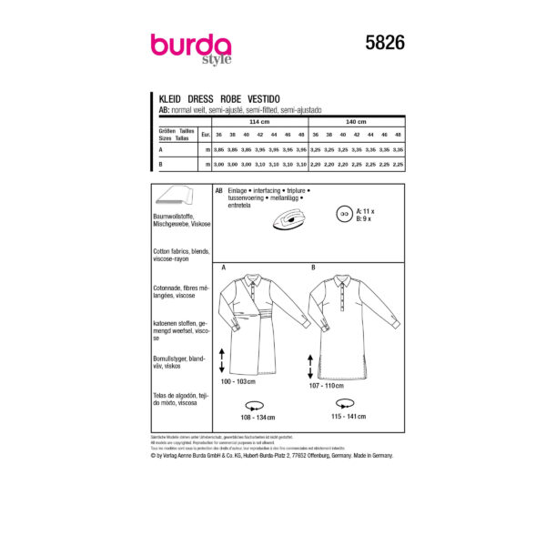 Burda Style Schnittmuster Nr. 5826 - Kleid - Hemdblusenkleid - Wickeleffekt – Bild 9
