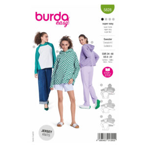Burda Easy Schnittmuster Nr. 5828 - Sweater - Hoodie - Longsleeve - 3 Varianten