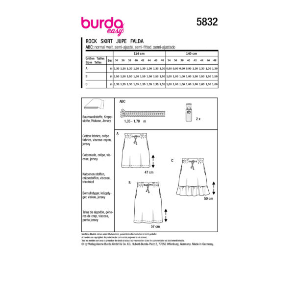 Burda Easy Schnittmuster Nr. 5832 - Rock - einfach - sportlich - 3 Varianten – Bild 10