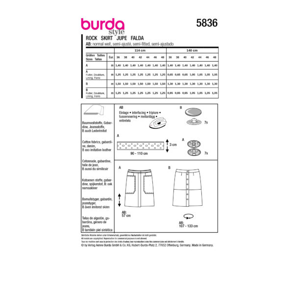 Burda Style Schnittmuster Nr. 5836 - Rock - elegant - modisch - 2 Varianten – Bild 9