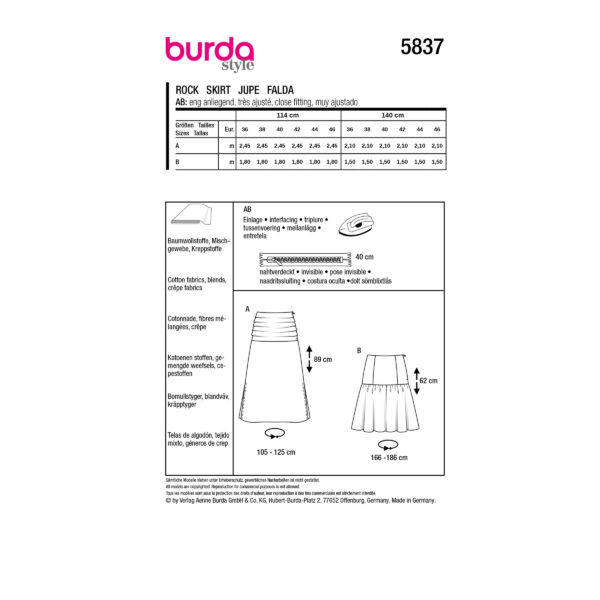 Burda Style Schnittmuster Nr. 5837 - Rock - Figur umschmeichelnd - 2 Varianten – Bild 9