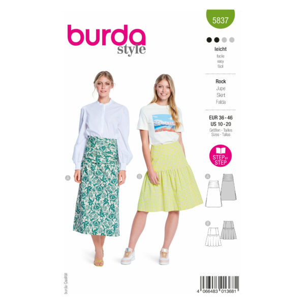 Burda Style Schnittmuster Nr. 5837 - Rock - Figur umschmeichelnd - 2 Varianten