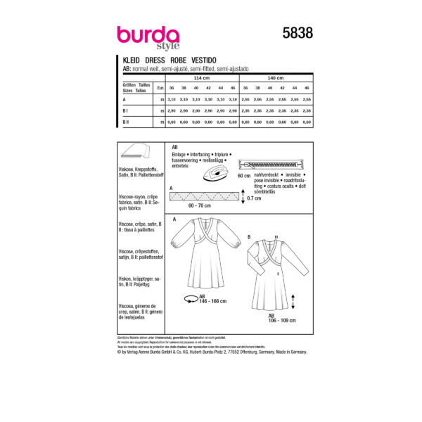 Burda Style Schnittmuster Nr. 5838 - Kleid - edel - traumhaft - 2 Varianten – Bild 9