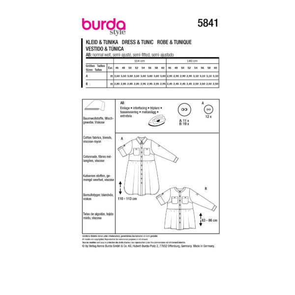 Burda Style Schnittmuster Nr. 5841 - Kleid + Tunika - klassisch - feminin – Bild 9