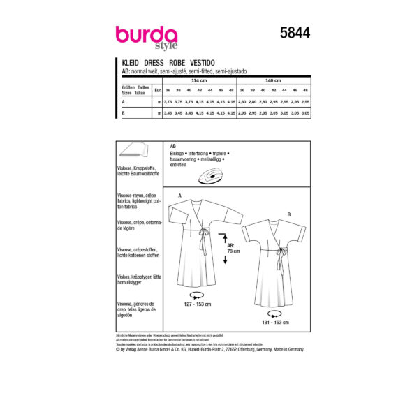 Burda Style Schnittmuster Nr. 5844 - Kleid - Wickelkleider - 2 Varianten – Bild 9
