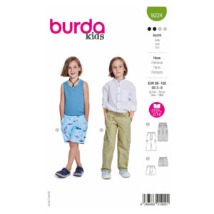 Burda Kids Schnittmuster Nr. 9224 - Hose - Shorts - Bindekordel - Gummizug