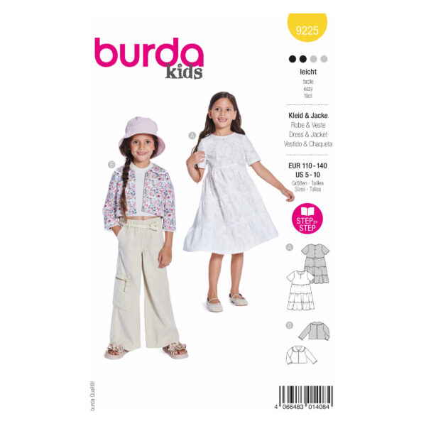 Burda Kids Schnittmuster Nr. 9225 - Kombination - Kleid und Jacke
