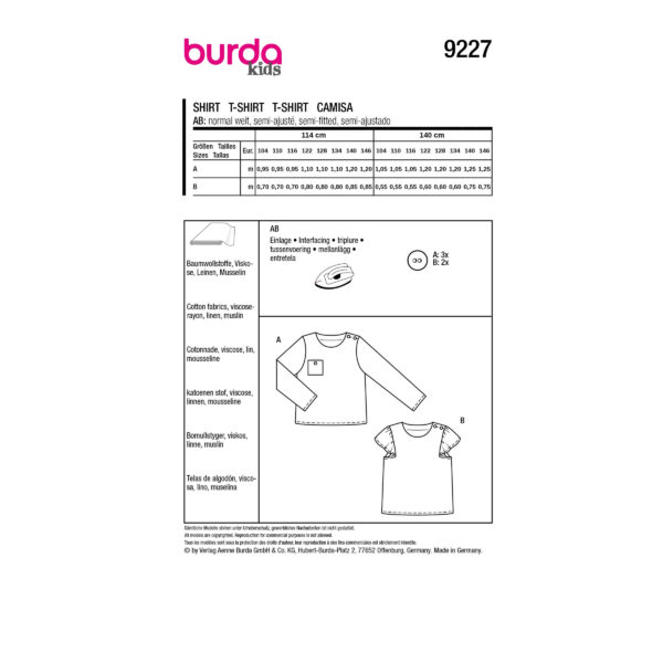 Burda Kids Schnittmuster Nr. 9227 - Shirt - lässige Sommershirts – Bild 7
