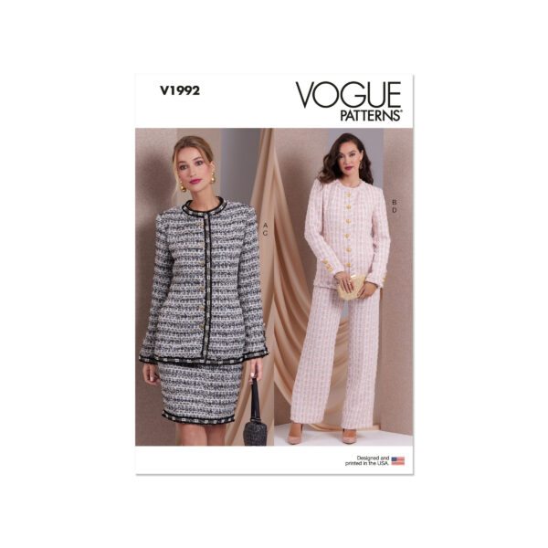 Vogue Schnittmuster - V1992 - Hosenanzug für Damen oder Kostüm