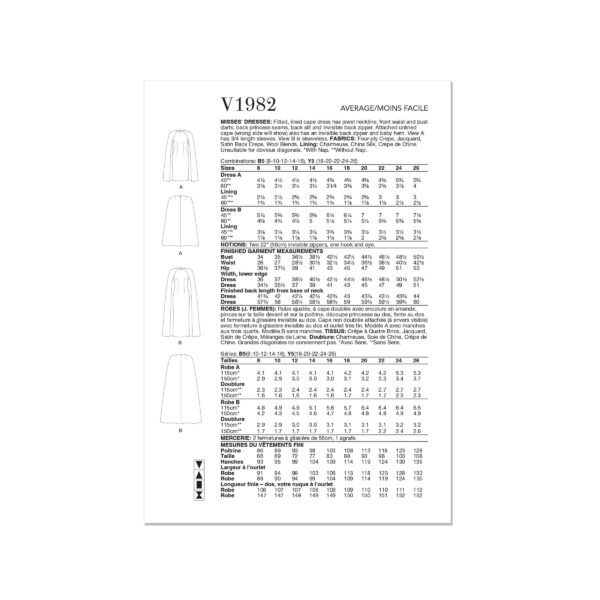 Vogue Schnittmuster V1982 - Kleid mit Umhang, Cape – Bild 8