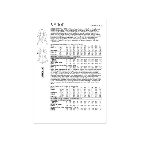 Vogue Schnittmuster V2000 - schlichtes, einfaches Wickelkleid – Bild 6