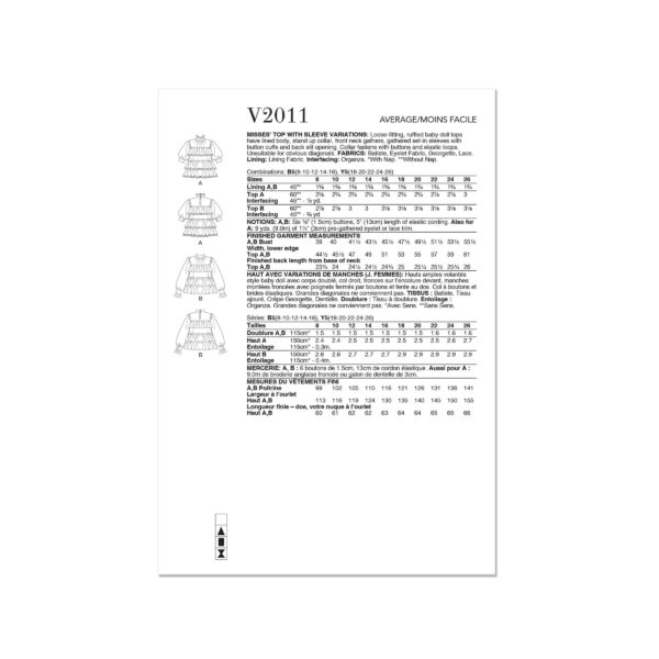 Vogue Schnittmuster - V2011 - Bluse mit üppigen Volants – Bild 9