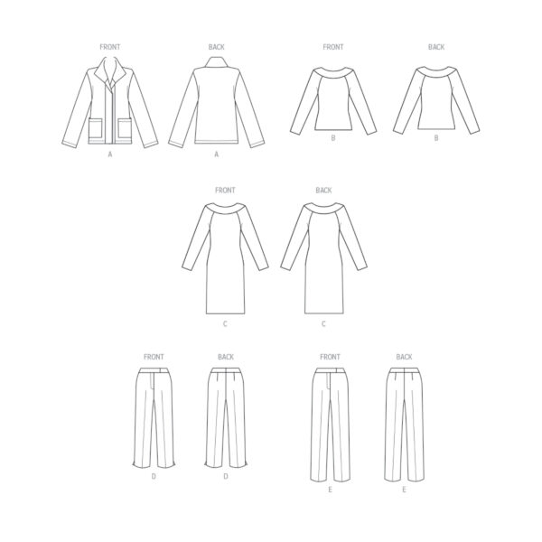 Butterick Schnittmuster - B6975 -  Set für die Dame, Hosenanzug, Kleid und Shirt – Bild 10