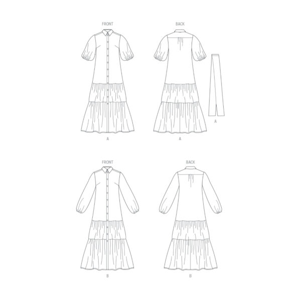 Butterick Schnittmuster - B6977 - Hemdblusenkleid mit Stufenrock – Bild 5