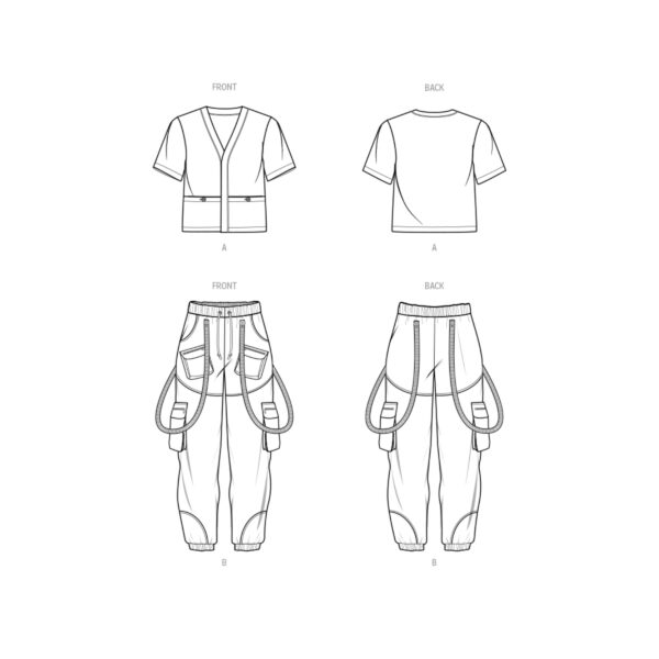 knowME Schnittmuster - ME2047 - Kurzarmhemd und Hose mit Trägern – Bild 6