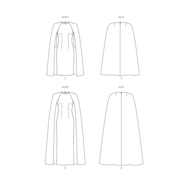 Vogue Schnittmuster V1982 - Kleid mit Umhang, Cape – Bild 7