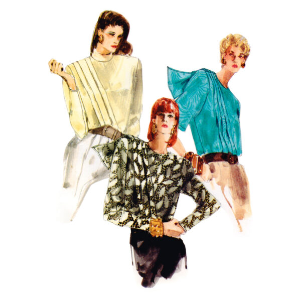 Vogue Schnittmuster V1980 - Vintage - Bluse mit extrabreiter Schulter – Bild 2