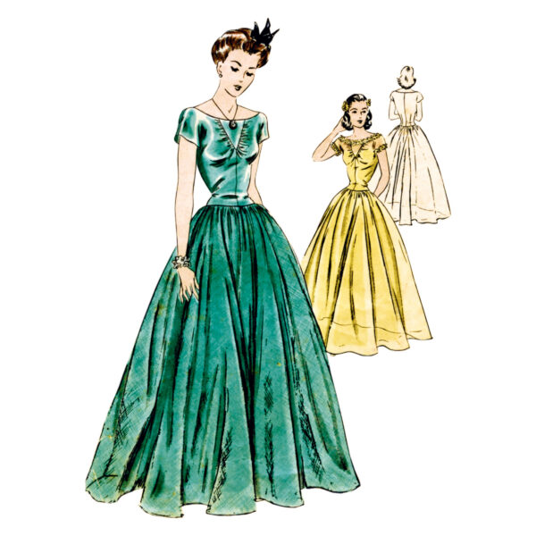 Vogue Schnittmuster - V2001 - Vintage - Abendkleid mit üppigem langen Rock, Stil der 40er Jahre – Bild 2