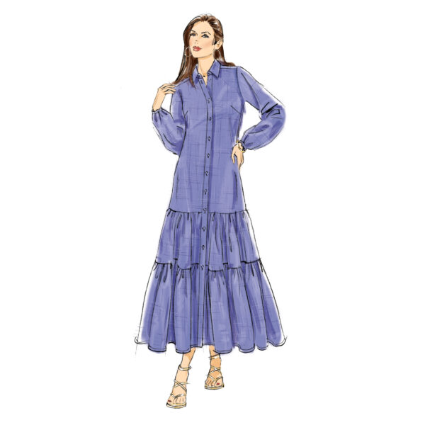 Butterick Schnittmuster - B6977 - Hemdblusenkleid mit Stufenrock – Bild 3