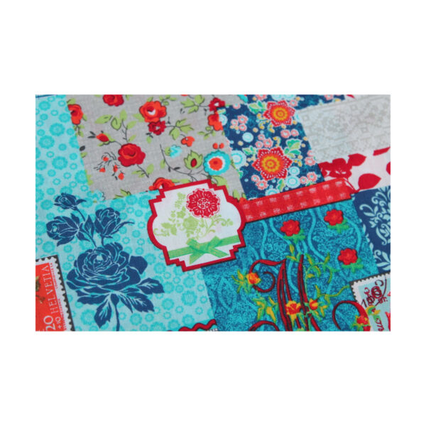 11.20 Euro/m - Baumwollstoff geblümt - Briefmarken - Patchworkdruck - Kleiderstoff - romantisch verspielt – Bild 3