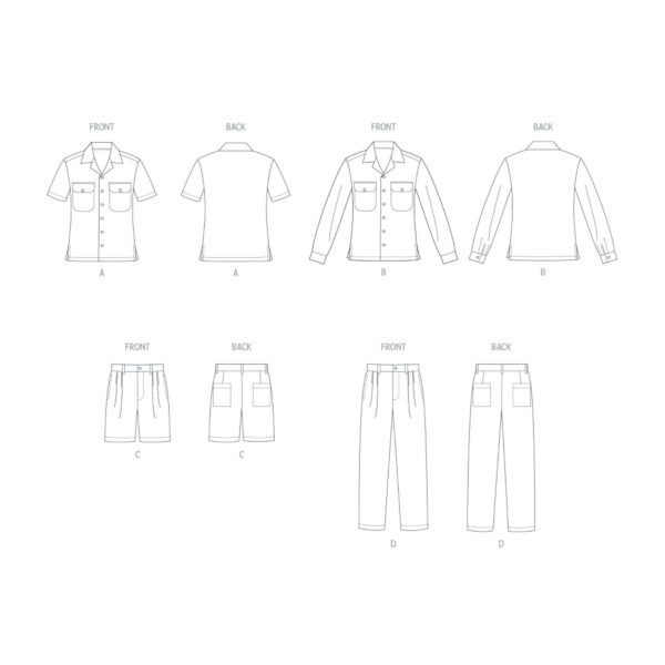 Butterick Schnittmuster - B6984 - Bluse, Hemd, Hose, Unisex – Bild 7