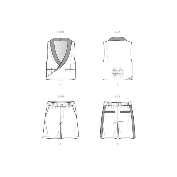 knowME Schnittmuster - ME2071 - Herrenweste und Shorts – Bild 5