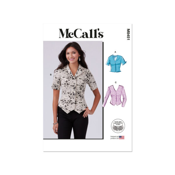 Schnittmuster für elegante Bluse mit zwei Saumecken am Vorderteil.