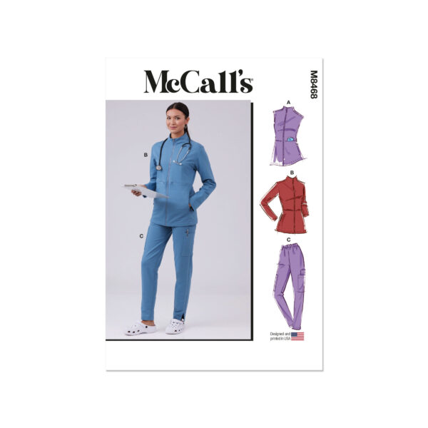 McCalls Schnittmuster M8468 - Jacke mit Reißverschluss, Weste und Hose für Damen