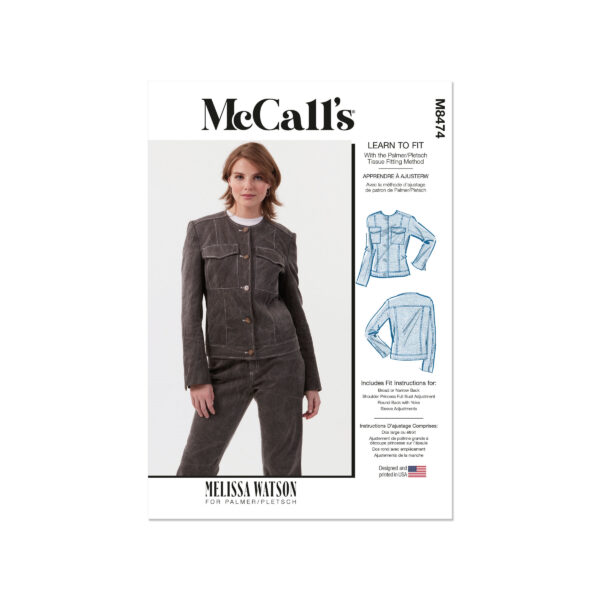 McCalls Schnittmuster M8474 - Jeansjacke ohne Kragen für Damen
