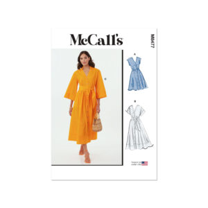 McCalls Schnittmuster M8477 - durchgehend geknöpftes Kleid mit V-Ausschnitt
