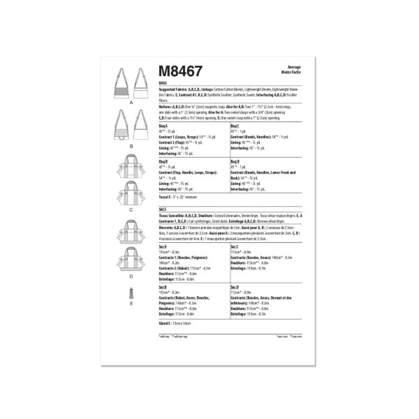 McCalls Schnittmuster M8467 - Taschenvariationen – Bild 8