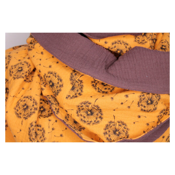 XXL Tuch - Maxituch, Dreieckstuch - Musselin - Senf/Braun - Pusteblume - doppellagig - 2,40m x 1,50m – Bild 3