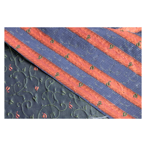 Reststück - Microseide - gewebt, bestickt - grün, orange - 2,10m x 130cm – Bild 3